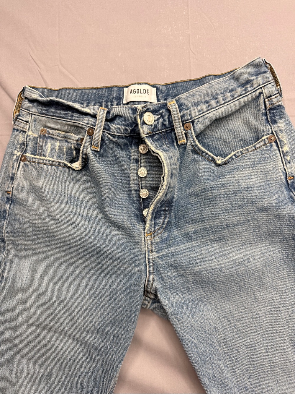 Agolde Light Blue Vintage-Inspired Button-Fly Jeans